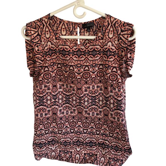 The Limited. Orange/navy top. Shell. Cap sleeve Duster back Vintage Y2K. Size XS - Picture 1 of 6